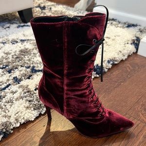 Charles David Loretta Velvet Burgundy Booties